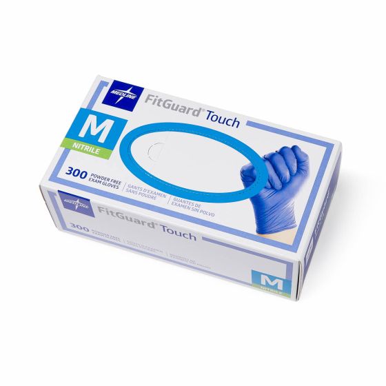 Exam Glove FitGuard™ Touch Medium NonSterile Nitrile Standard Cuff Length Textured Fingertips Dark Blue Chemo Tested