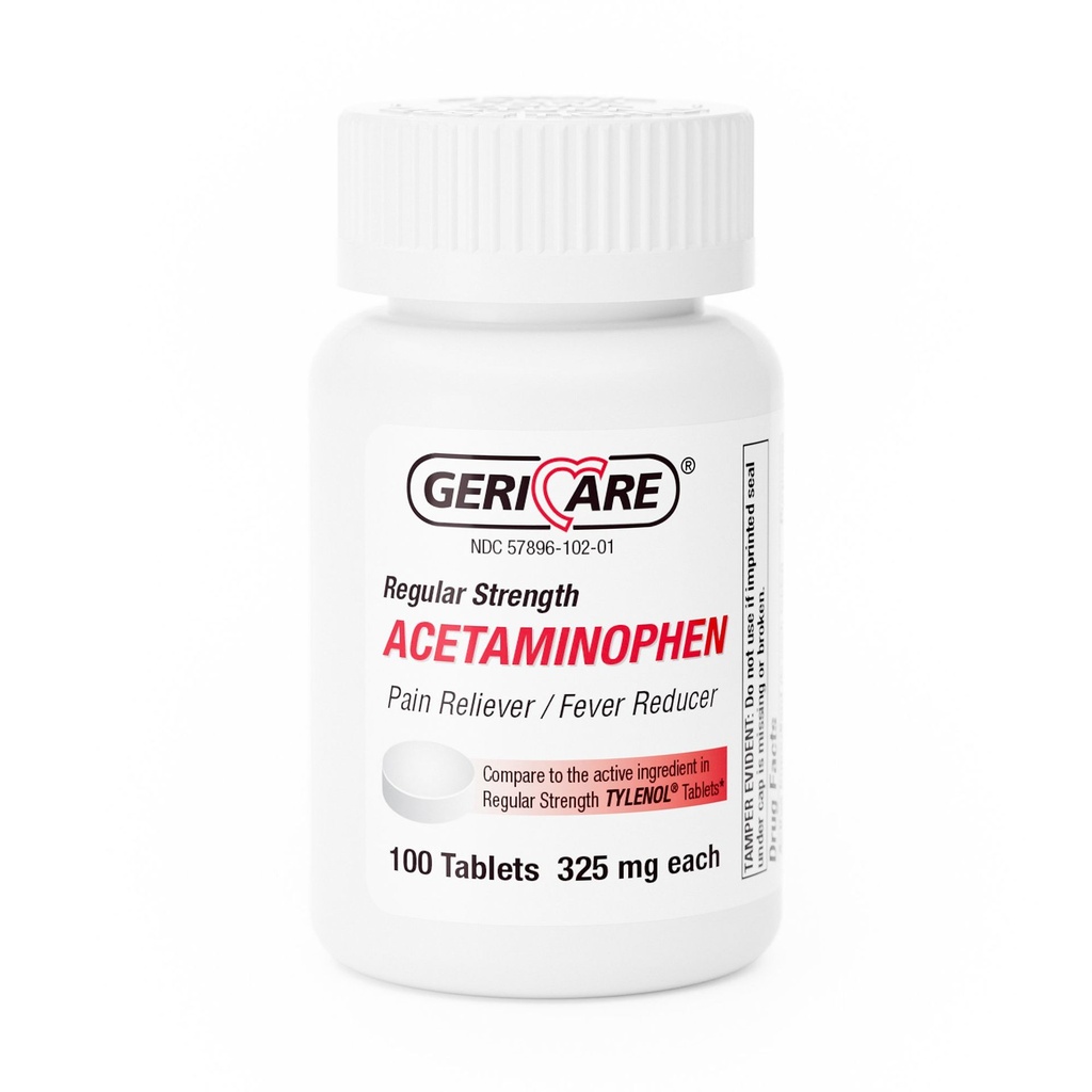 Pain Relief Geri-Care® 325 mg Strength Acetaminophen Tablet 100 per Bottle