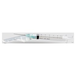 Safety Hypodermic Syringe with Needle McKesson 3 mL 1-1/2 Inch 23 Gauge Thin Wall