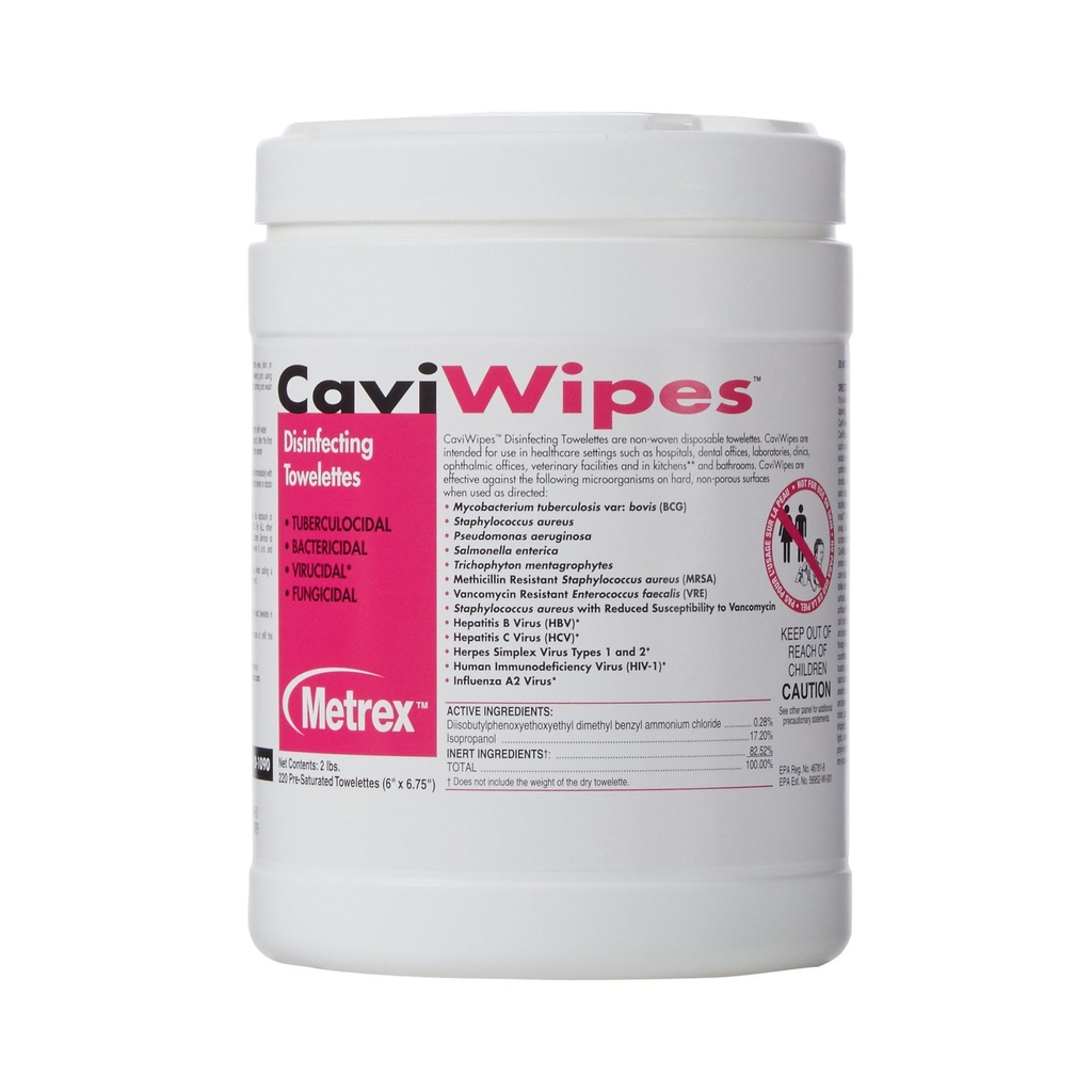 CaviWipes™ Surface Disinfectant Premoistened Alcohol Based Manual Pull Wipe 220 Count Canister Disposable Alcohol Scent NonSterile