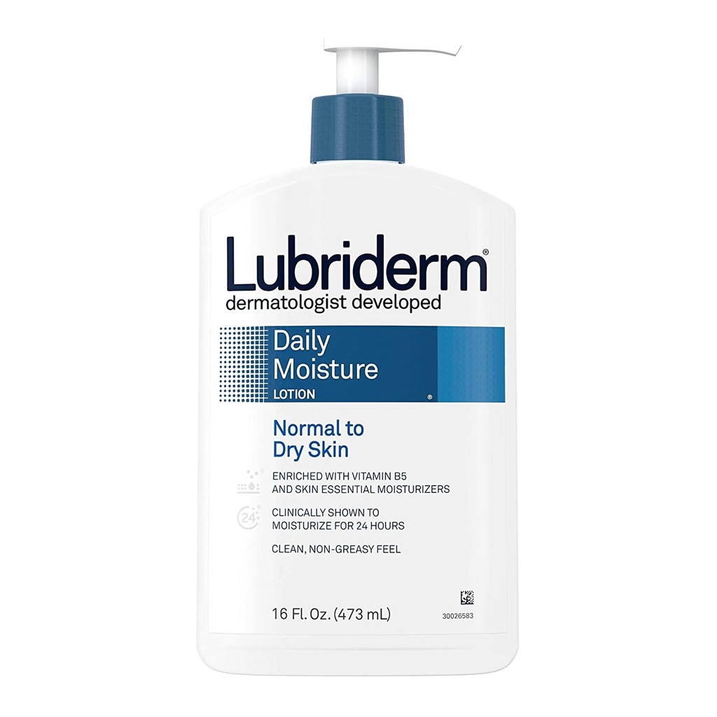 Hand and Body Moisturizer Lubriderm® Daily Moisture 16 oz. Pump Bottle Unscented Lotion