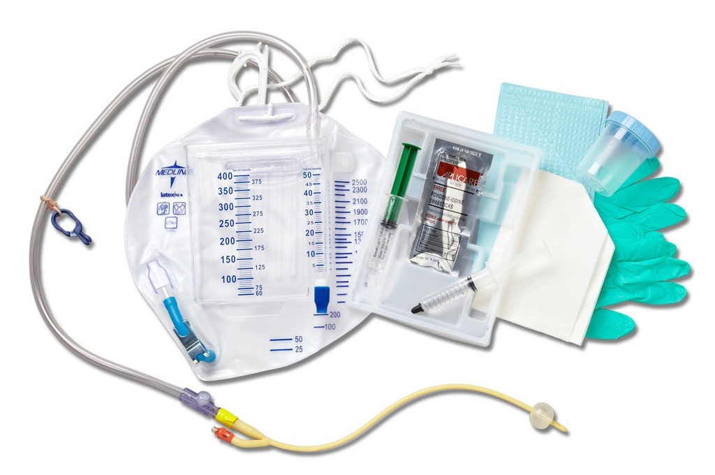 Indwelling Catheter Tray Medline Closed System / Foley 16 Fr. 5 cc Balloon Silicone Elastomer