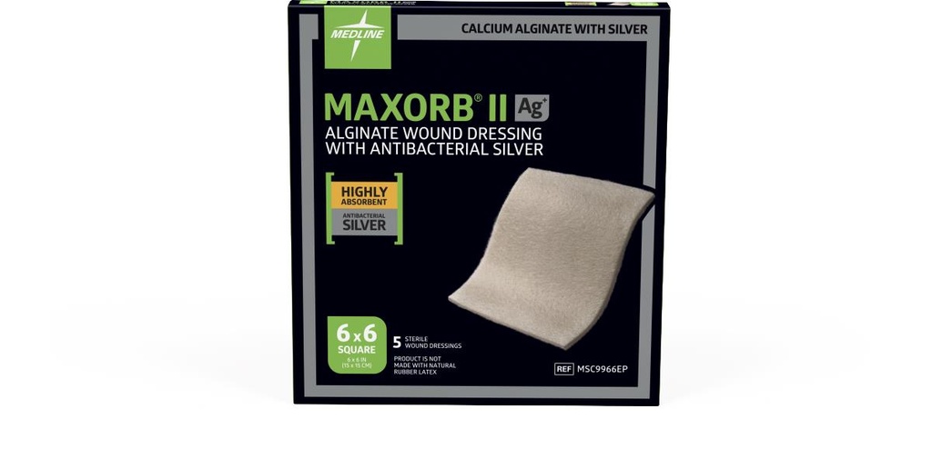 Silver Alginate Dressing Maxorb® II 6 X 6 Inch Square Sterile