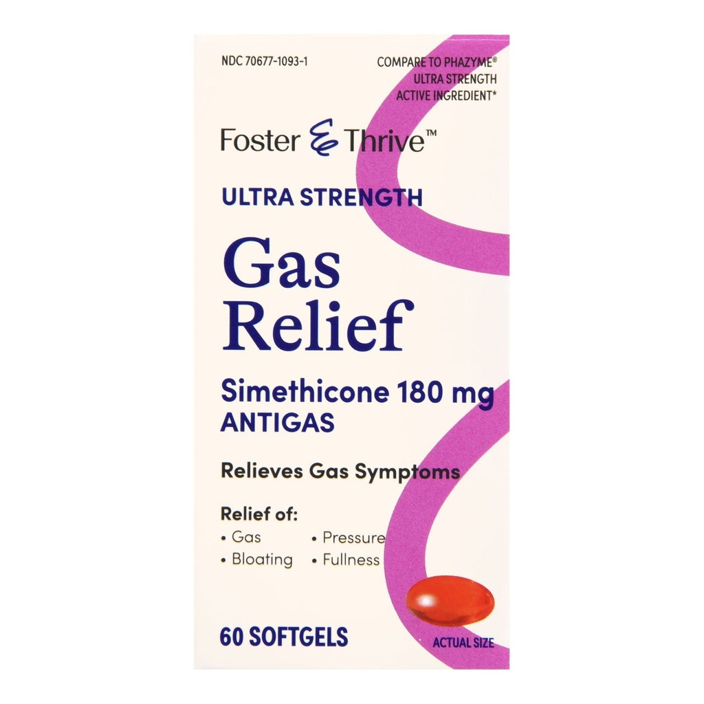 Gas Relief Foster &amp; Thrive™ 180 mg Strength Softgel 60 per Bottle