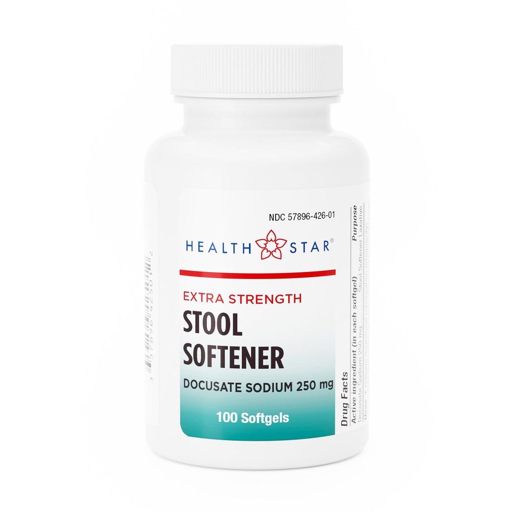 Stool Softener Geri-Care HealthStar Softgel 100 per Bottle 250 mg Strength Docusate Sodium