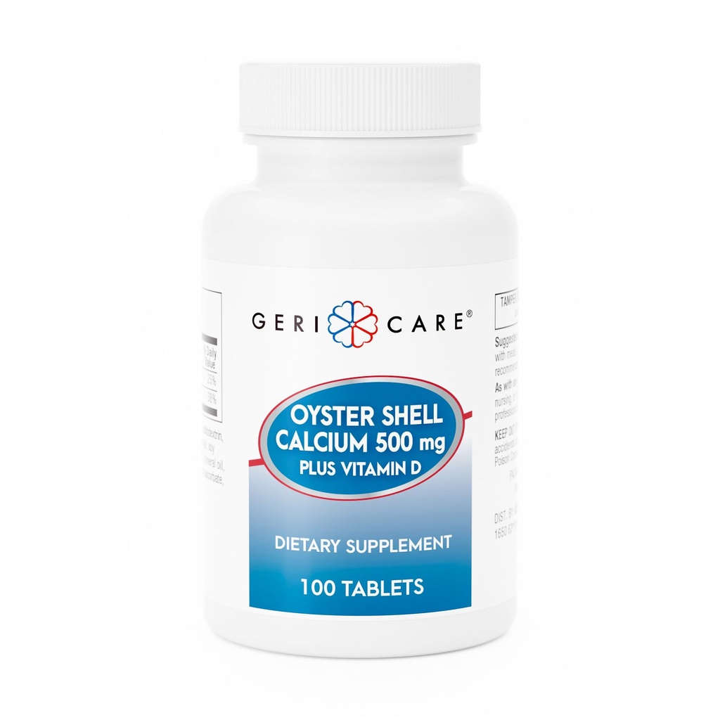 Joint Health Supplement Geri-Care® Calcium / Vitamin D 500 mg - 200 IU Strength Tablet 100 per Bottle