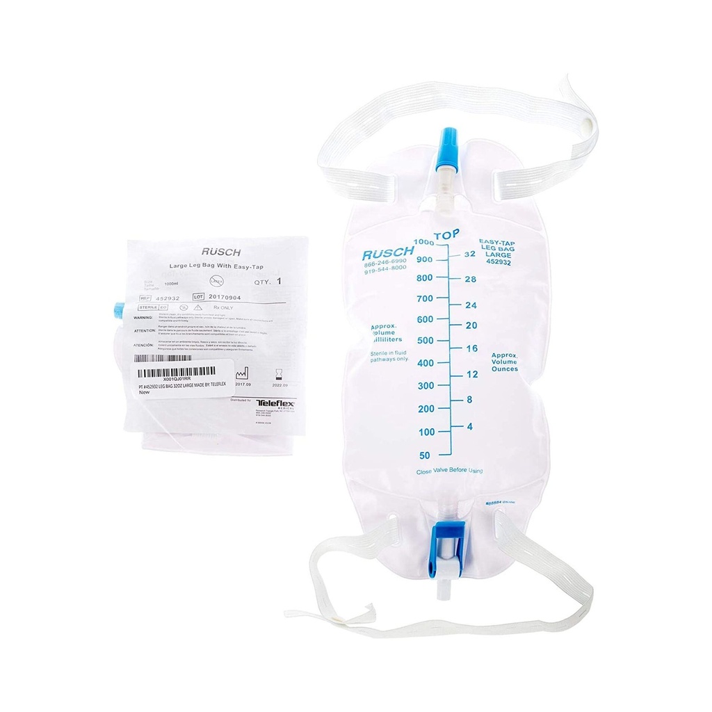 Urinary Leg Bag Easy Tap™ Anti-Reflux Valve Sterile Fluid Path 950 mL Vinyl