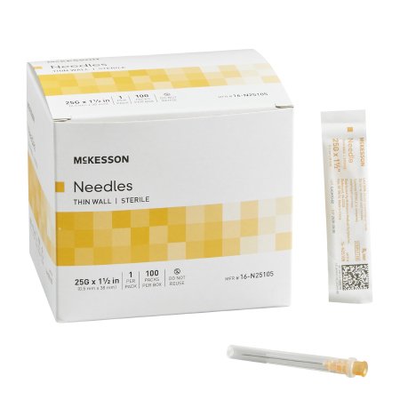 Hypodermic Needle McKesson Without Safety 25 Gauge 1-1/2 Inch Length