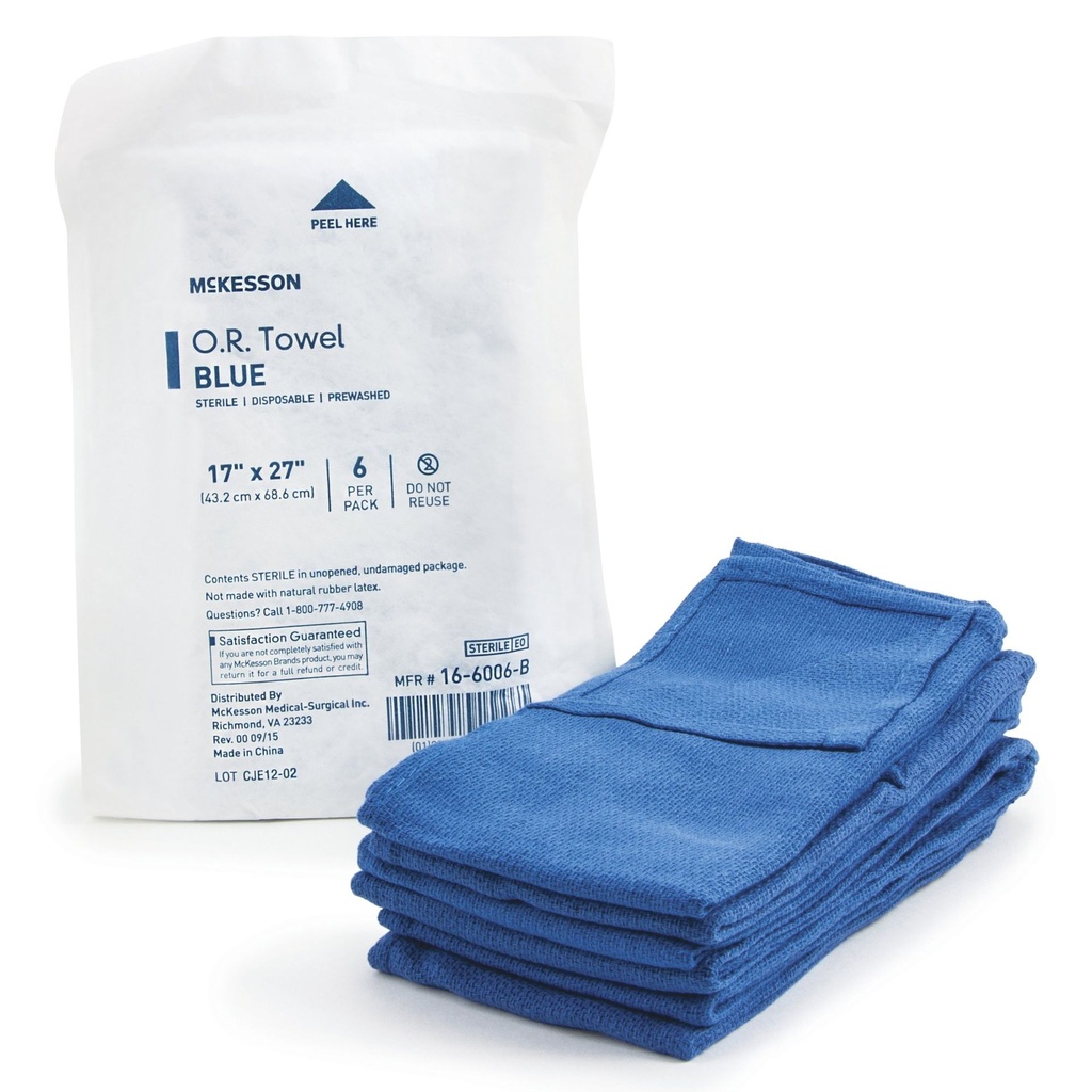 O.R. Towel McKesson 17 W X 27 L Inch Blue Sterile