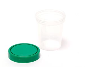 Specimen Container, Screw-On Lid, 4 oz, Non-Sterile, 25/slv, 20 slv/cs (16 cs/plt)