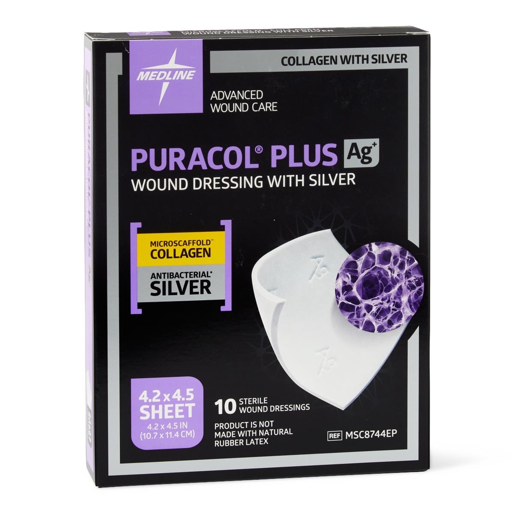 Silver Collagen Dressing Puracol® Plus AG+ 4-1/4 X 4-1/2 Inch Square Sterile