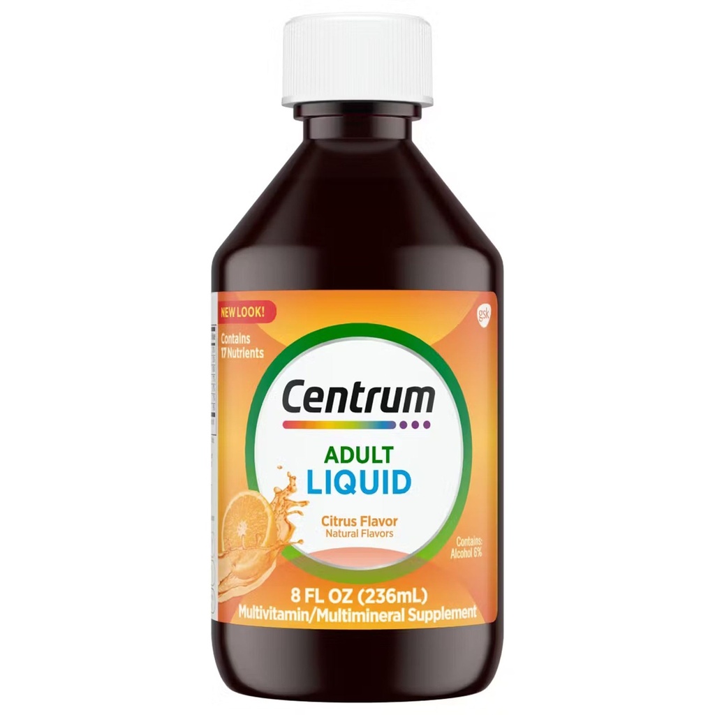 Multivitamin Supplement Centrum® Liquid Vitamin A / Ascorbic Acid / Vitamin D / Vitamin E 1,300 IU - 60 mg - 400 IU - 30 IU Strength Liquid 8 oz. Citrus Flavor
