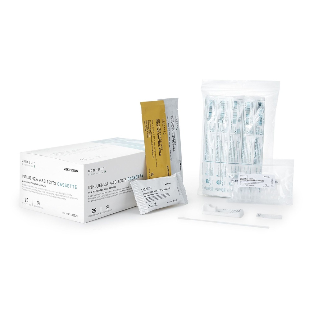 Rapid Test Kit McKesson Consult™ Infectious Disease Immunoassay Influenza A + B Nasal Swab / Nasopharyngeal Wash / Nasopharyngeal Aspirate Sample 25 Tests