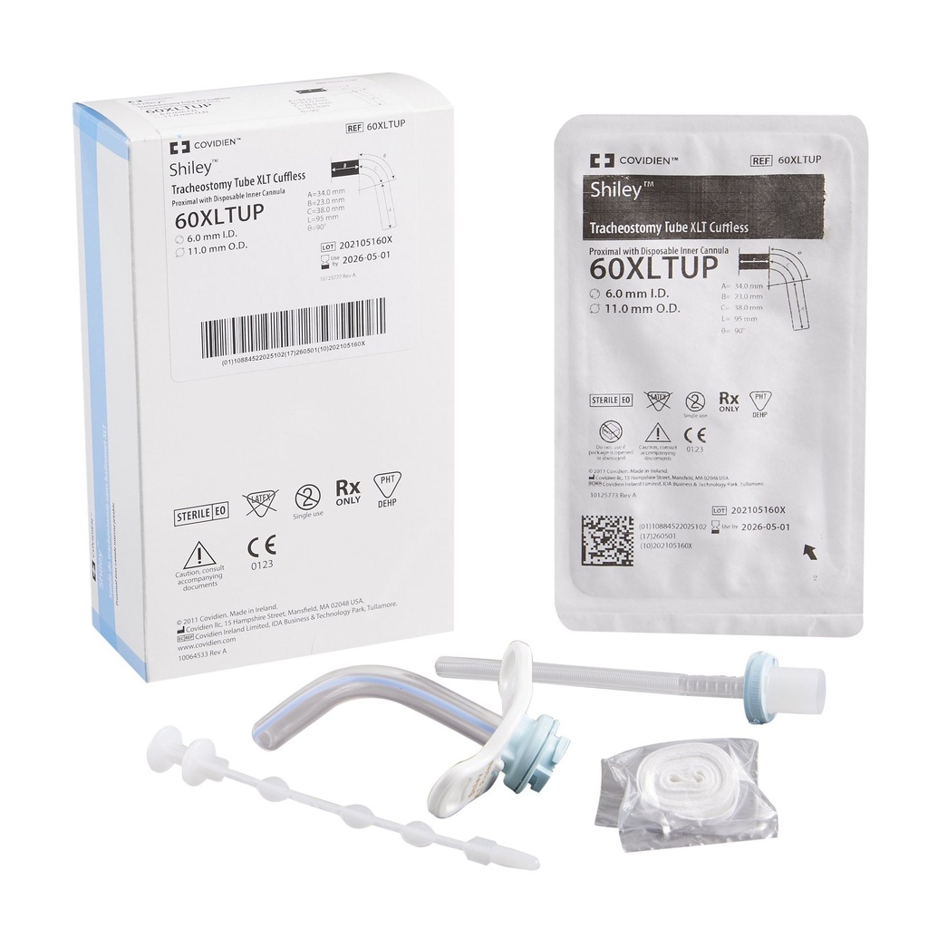 Uncuffed Tracheostomy Tube Shiley™ XLT Disposable IC Size 6.0 Adult