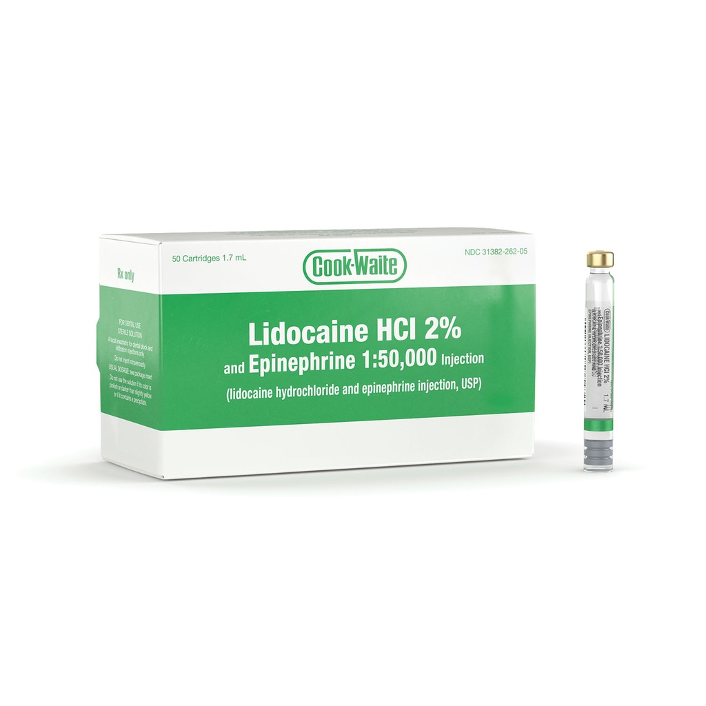 Lidocaine HCl / Epinephrine 2% - 1:50,000 Injection Dental Cartridge 1.7 mL