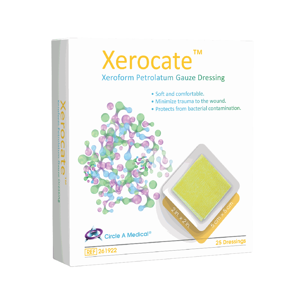 Xerocate Petrolatum Gauze Dressing, 2&quot; x 2&quot; Patch Peelable Foil Packs, 25/bx