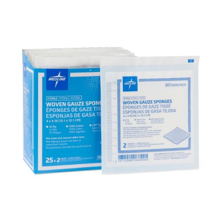 USP Type VII Gauze Sponge Cotton 12-Ply 4 X 4 Inch Square Sterile