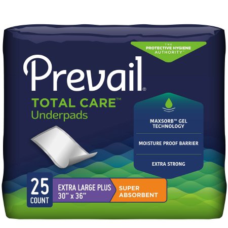 Underpad Prevail® Total Care™ 30 X 36 Inch Disposable Polymer Heavy Absorbency