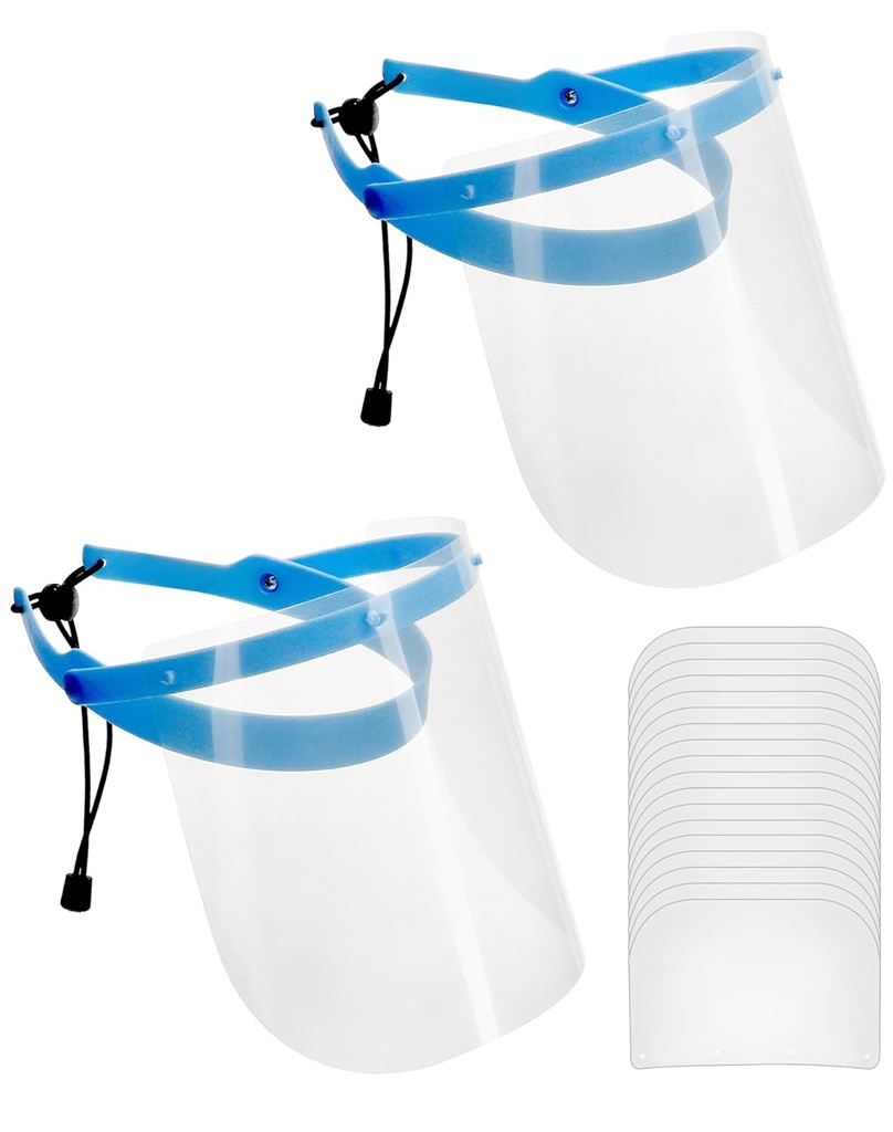 Face Shield One Size Fits Most Full Length Anti-fog Disposable NonSterile 2 Support Frame + 20 Replaceable Visors