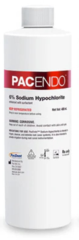PacEndo 5% Sodium Hypochlorite Refill Bottle, 480 ml/16 oz with 1 x Luer-Lock Dispensing Cap