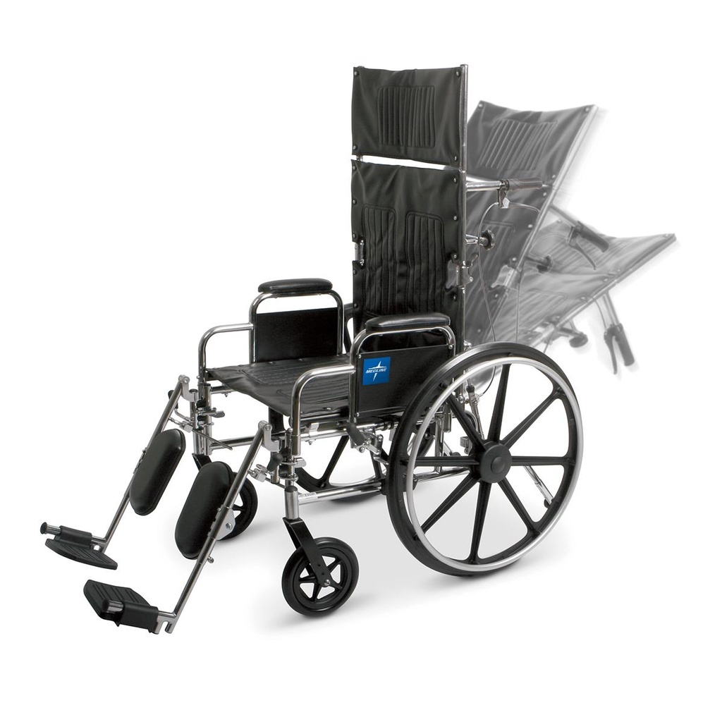 Excel Reclining Wheelchair with Removable Desk-Length Arms and Elevating Leg Rests, 350 lb., 22&quot; Width