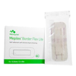 Silicone Foam Dressing Mepilex® Border Flex Lite 2 X 5 Inch Rectangle Adhesive with Border Sterile