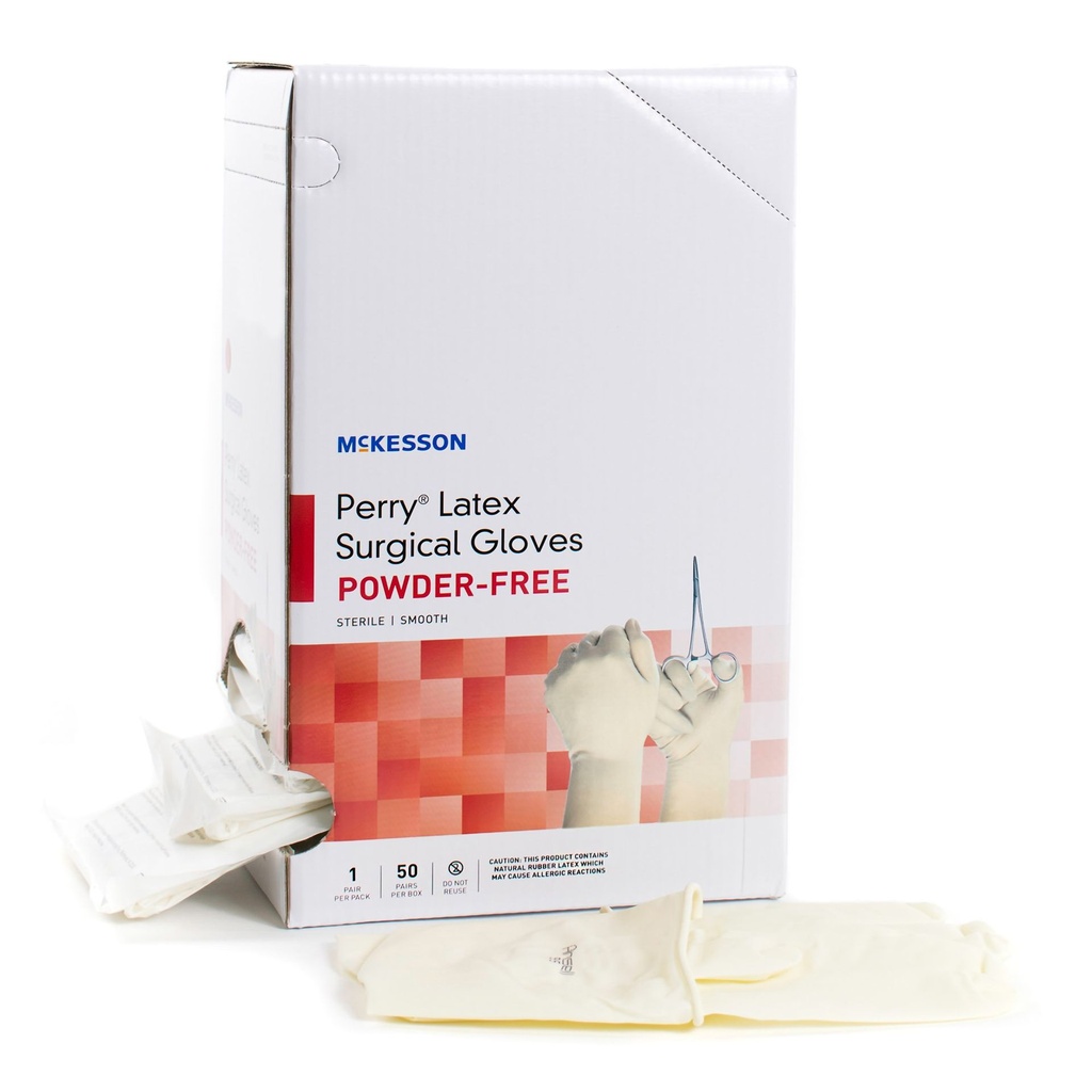 Surgical Glove McKesson Perry® Performance Plus Size 7 Sterile Pair Latex Extended Cuff Length Smooth Cream Not Chemo Approved