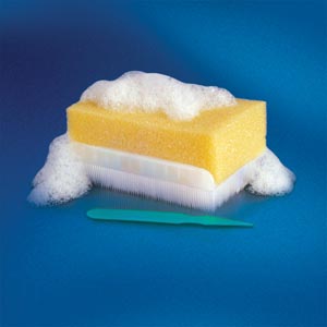 Impregnated Scrub Brush BD E-Z Scrub™ Polyethylene Bristles / Sponge Brown