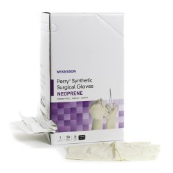 Surgical Glove McKesson Perry® Synthetic Surgical Gloves Size 8.5 Sterile Pair Polychloroprene Extended Cuff Length Smooth Cream Chemo Tested