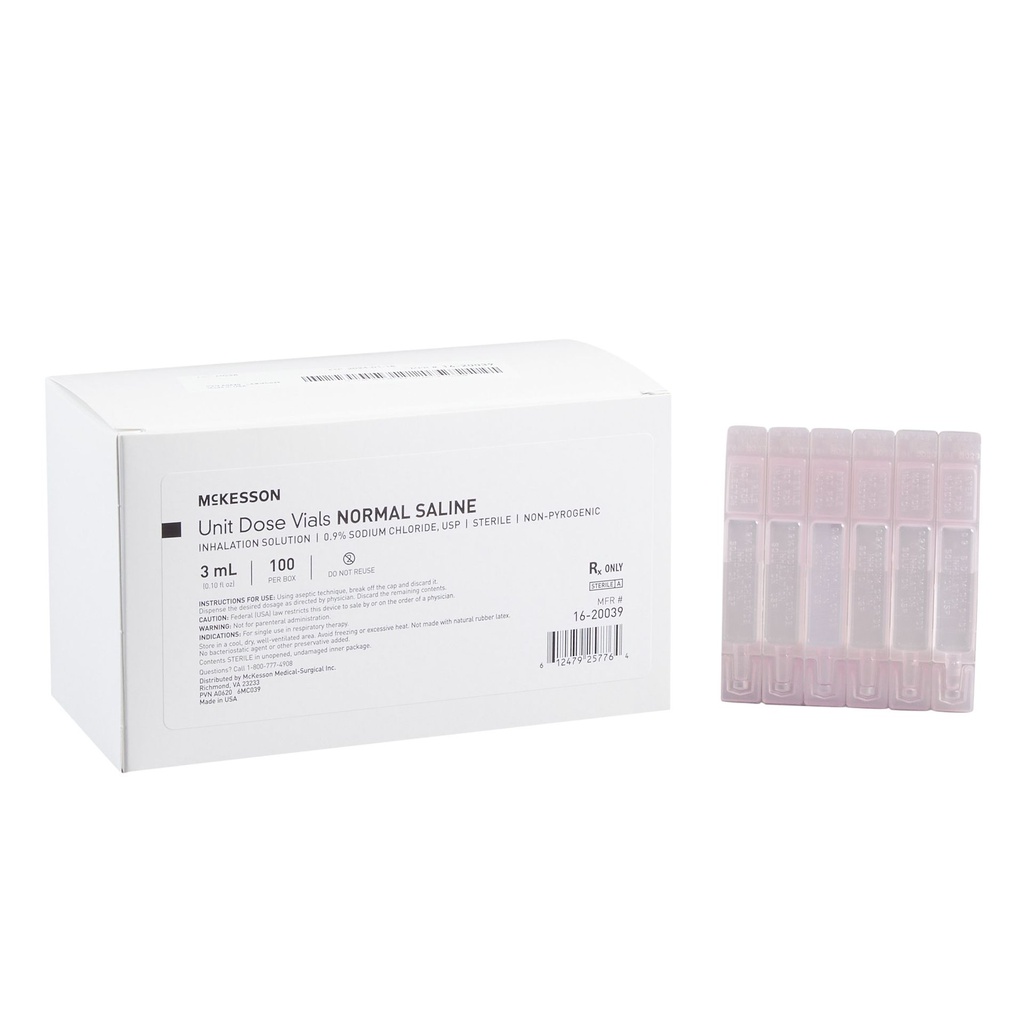 McKesson Respiratory Therapy Solution Sodium Chloride, Preservative Free 0.9% Solution Nebulizer Vial 3 mL