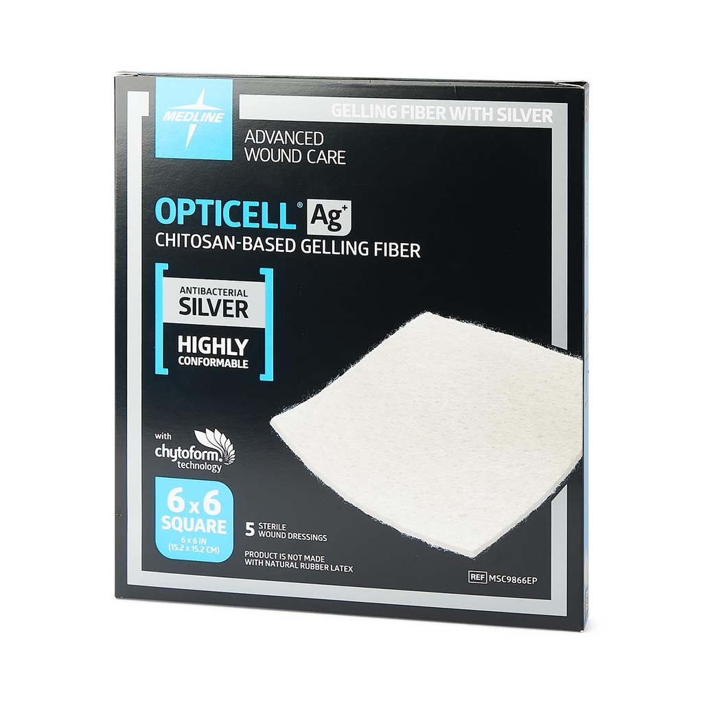 Silver Gelling Fiber Dressing Opticell Ag+ 6 X 6 Inch Square Sterile