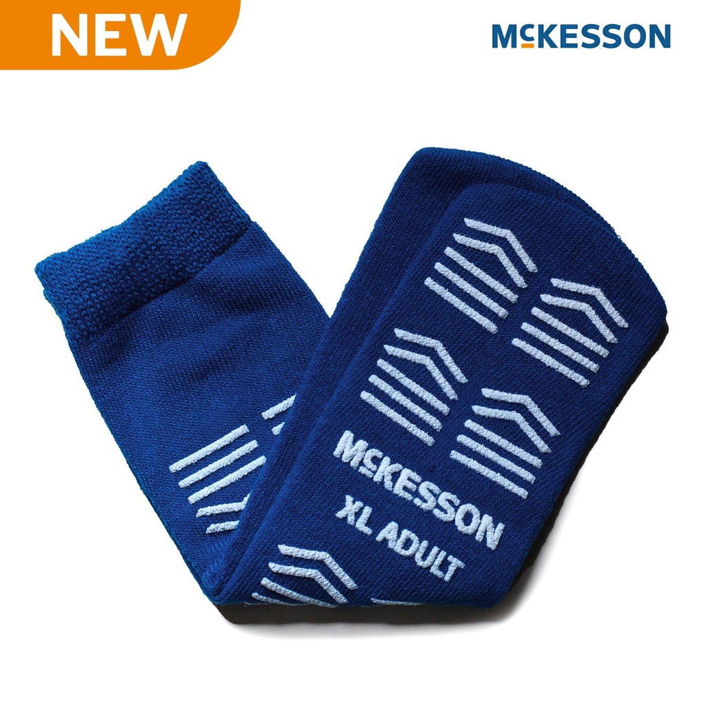 Slipper Socks McKesson Unisex Adult X-Large Single Tread Single Patient Use Royal Blue