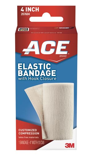 Elastic Bandage 3M™ ACE™ 4 Inch X 5-3/10 Foot Single Hook and Loop Closure Tan NonSterile Standard Compression