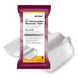 Skin Prep Wipe Sage® 6 per Pack Soft Pack 2% Strength CHG (Chlorhexidine Gluconate) NonSterile