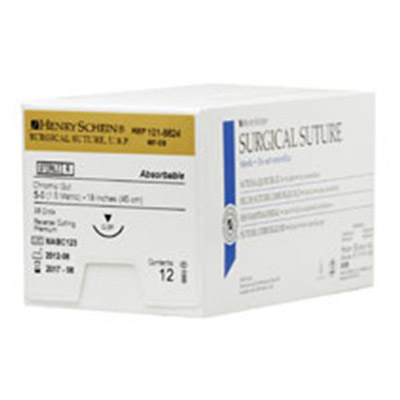 Suture 5-0 18" Chromic Gut Monofilament C-3 Undyed Beige 12/Bx