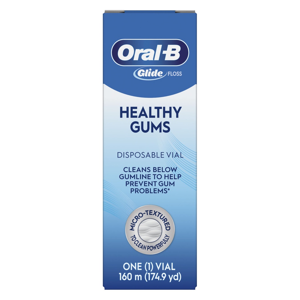 Oral-B Glide Healthy Gums Disposable Vial, 160m, Unflavored, 1/bx (Old #s 80303245, 84843402) (US SALES ONLY) (Products cannot be sold on Amazon.com or any other third Party sites.)