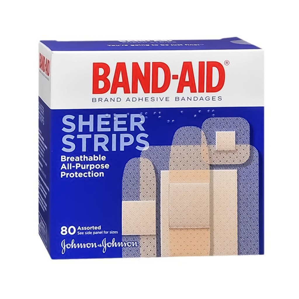 Adhesive Strip Band-Aid® Plastic Sheer 2-1/4 X 3 Inch / 3/4 X 3 Inch / 5/8 X 2-1/4 Inch / 7/8 X 7/8 Inch Sterile
