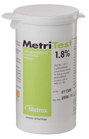 Glutaraldehyde Concentration Indicator MetriTest™ 1.8% Pad 60 Test Strips Bottle Single Use
