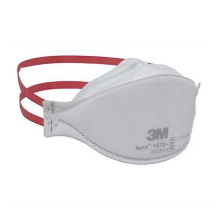 Particulate Respirator / Surgical Mask 3M™ Aura™ Medical N95 Flat Fold Elastic Strap One Size Fits Most White NonSterile ASTM F1862 Adult