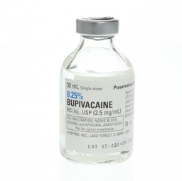 [HOS-00409115902] Bupivacaine HCl, Preservative Free 0.25%, 2.5 mg / mL Injection Single Dose Vial 30 mL