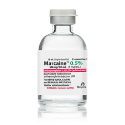 [HOS-00409174910] Bupivacaine HCl / Epinephrine, Preservative Free 0.5% - 1:200,000 Injection Single Dose Vial 10 mL