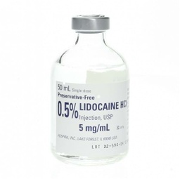 [HOS-00409427801] Lidocaine HCl, Preservative Free 0.5%, 5 mg / mL Injection Single Dose Vial 50 mL