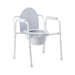 [MCK-146-11148-4] Folding Commode Chair McKesson Fixed Arm Steel Frame Back Bar 13-1/2 Inch Seat Width