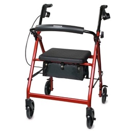 [MCK-146-R726RD] 4 Wheel Rollator McKesson Red Folding Aluminum Frame