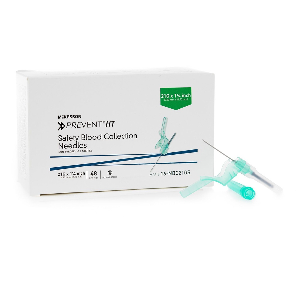McKesson Prevent® HT Blood Collection Needle 21 Gauge 11/4 Inch Needle