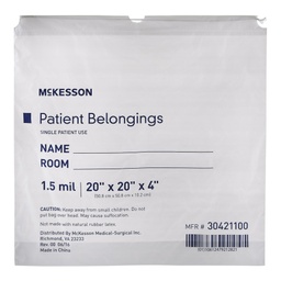 [MCK-30421100] Patient Belongings Bag McKesson 4 X 20 X 20 Inch Polyethylene Drawstring Closure White