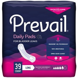[FIQ-PV-915/1] Bladder Control Pad Prevail® Daily Pads 13 Inch Length Heavy Absorbency Polymer Core One Size Fits Most Adult Female Disposable