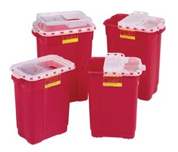 [BEC-305615] Sharps Container BD™ 18-1/2 H X 17-3/4 W X 11-3/4 D Inch 9 Gallon Red Base / Clear Lid Vertical Entry Hinged Snap On Lid