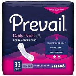 [FIQ-PV-923/1] Bladder Control Pad Prevail® Daily Pads Ultimate 16 Inch Length Heavy Absorbency Polymer Core One Size Fits Most Adult Female Disposable