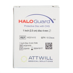 [ATW-HG01410] Antimicrobial Protective Disc HaloGUARD™ CHG (Chlorhexidine Gluconate) 1 Inch Disc / 4 mm Hole Diameter Sterile